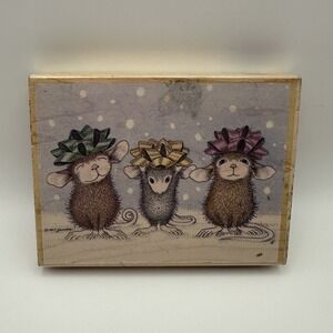 Stampabilities House Mouse Wrapped & Ready HMOR1006 Wood Mount Rubber Stamp 1997